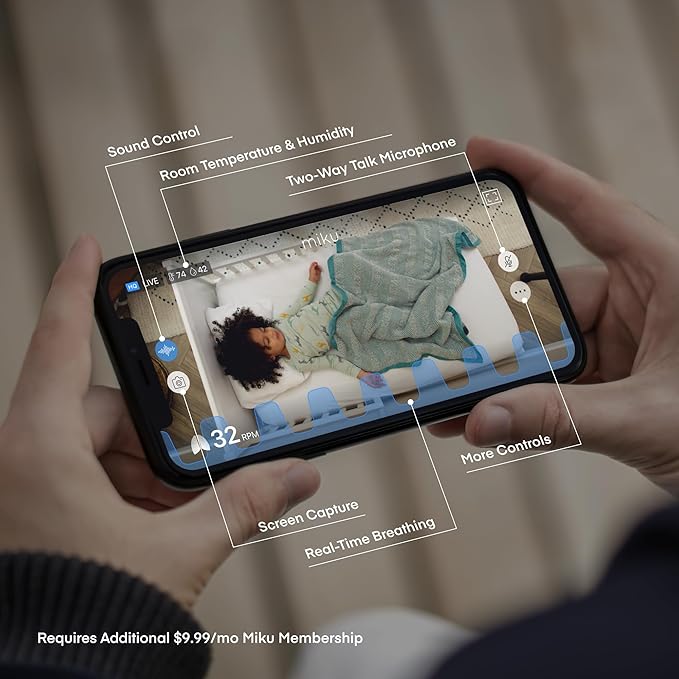 Miku Pro Updated Smart Baby Monitor, Camera and Wall Mount, Real-Time Breathing and Sleep Tracking, Contact-Free, Instant Alerts, Sleep Analytics for Newborns and Infants, Requires Paid Membership