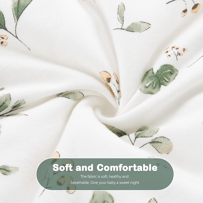 Mosebears Sleep Sack Baby Winter Wearable Blanket with 2-Way Zipper,2.5 TOG Cotton Sleep Sack Unisex(Plant,6-12 Months)