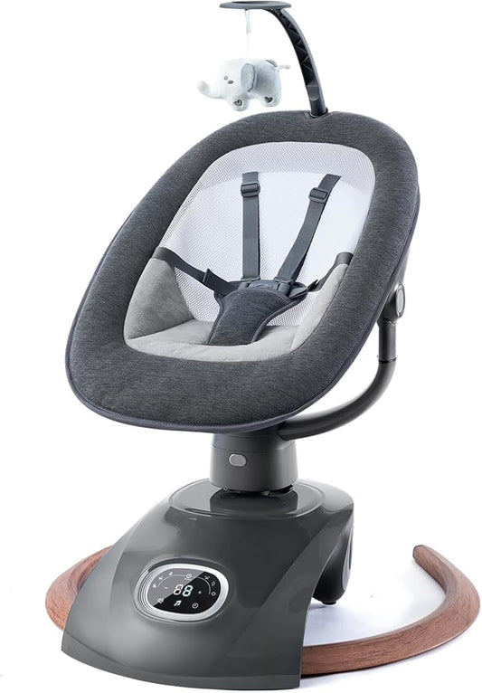 Electric Baby Swing for Infants with Remote Control, Rocker with 6 motions, 5 Speeds, 13 Music Include White Noise, 5 Point Harness, 3 Seat Positions for Newborn Boy Girl Max 20 Lbs