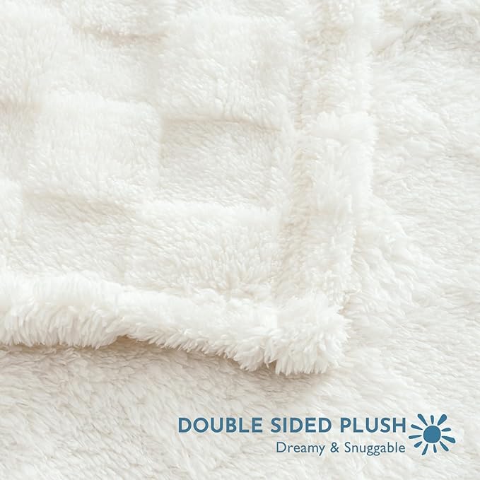 Checkered Baby Blankets Double-Sided Fleece Plush Toddler Blankets for Boys Girls, Lightweight Soft Cozy and Warm Newborn Receiving Throw for Bed, Crib, Couch, Sofa 30 x 40 Inches, White