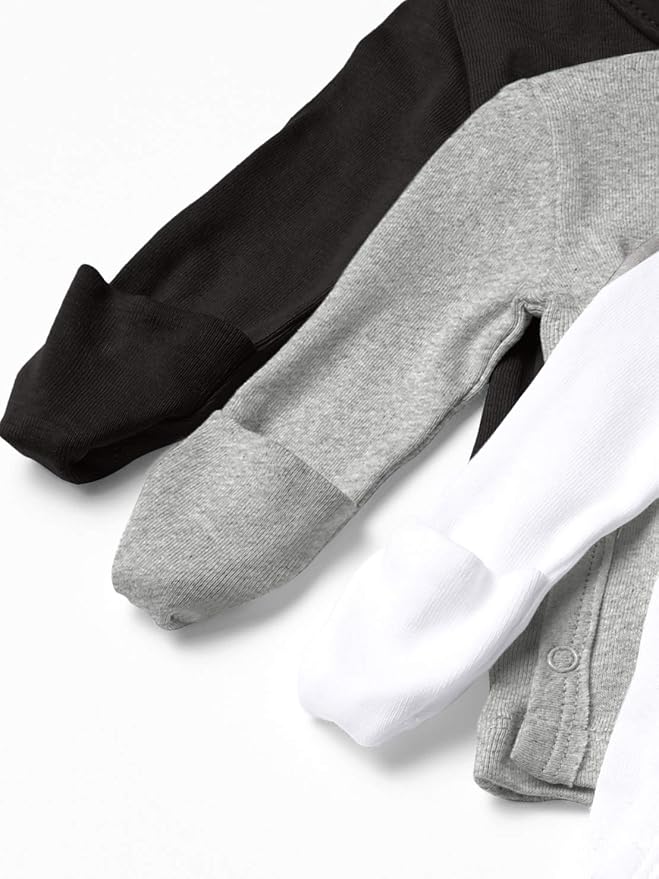 HonestBaby 3-pack Long Sleeve Side-snap Kimono Tops 100% Organic Cotton for Newborn Baby for Infant Boys, Girls, Unisex