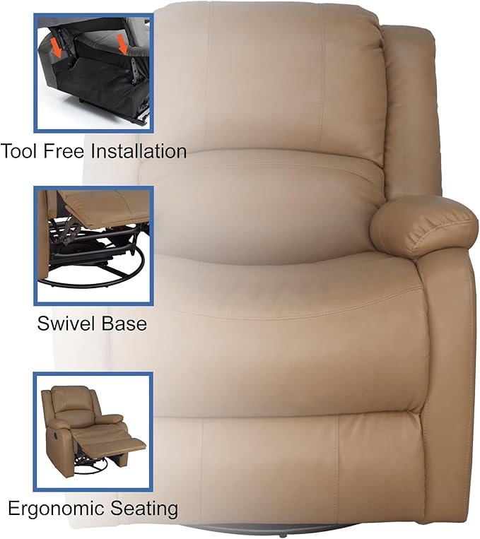 RecPro Charles Collection | 30" Swivel Glider RV Recliner | RV Living Room (Slideout) Chair | RV Furniture | Glider Chair (Toffee, 1-Pack)