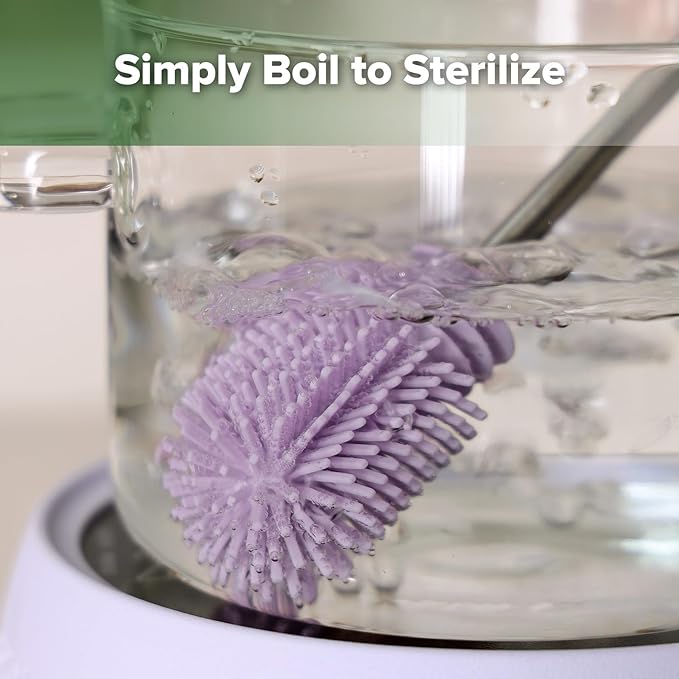 haakaa Cleaning Brush Silicone Bottle Brush Double-Ended Soft Silicone Bristles for Breast Pumps, Breast Milk Collectors, Baby Bottles, Teats, Breastmilk Storage Bags, Detachable - Lavender -1pk