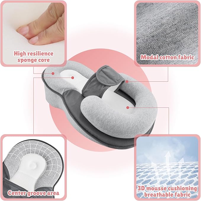 RestNest Baby Bed Bassinet Keesley Rest Nest Baby Bed for Spit-Up Reduction, Breastfeeding Pillow, Tummy Time
