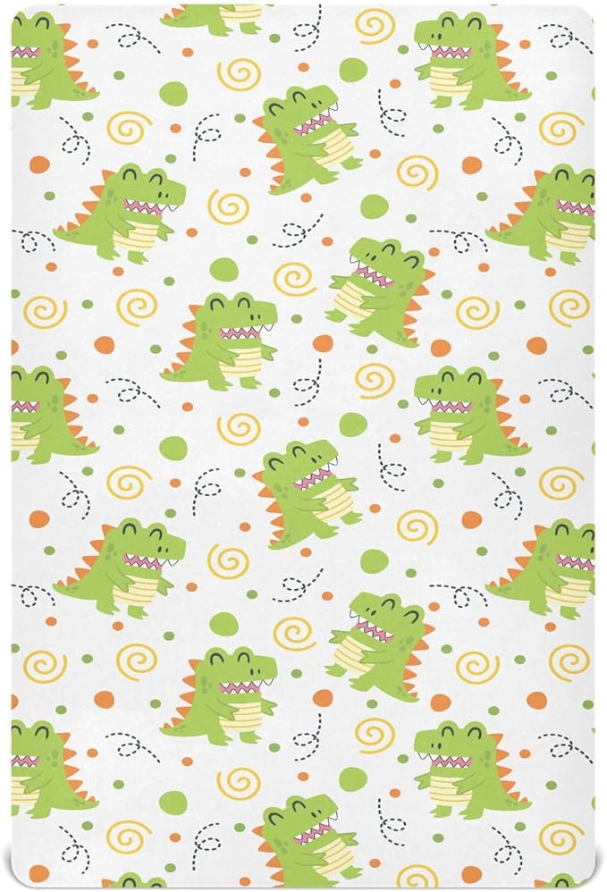 Little Dinosaur Crib Sheets for Neutral Bassinet Play Sheets,Sheets Toddler Bed Sheets for Baby Boys Girs 39 * 27 * 5in