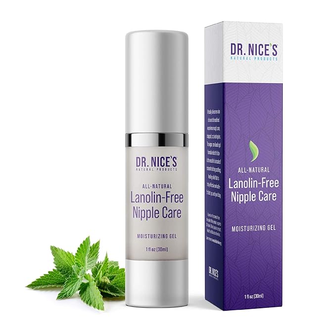 Dr. Nice's Moisturizing Gel - Lanolin-Free Nipple Cream for Breastfeeding - Nursing Essentials With Instant Cooling Relief for Sore Nipples - Water-Based Moisturizer Safe for Mom & Baby - (1 Fl. Oz)