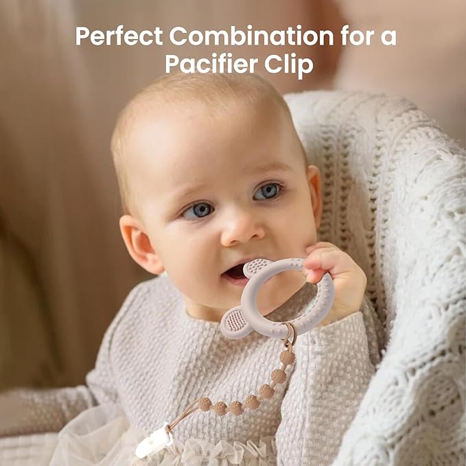 Baby Teething Toys 3-6 Months, Teethers for Babies 6-12 Months, Silicone Teething Ring Toys Easy to Grasp, Teething Relief for Baby Infant Toys, BPA Free