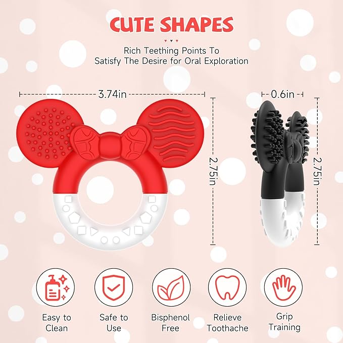 2 Packs Baby Teething Toys for Babies 3-6 6-12 Months,BPA Free Soft and Silicone Infant Teething Relief Soothing Sore Gums Baby Teethers Toys