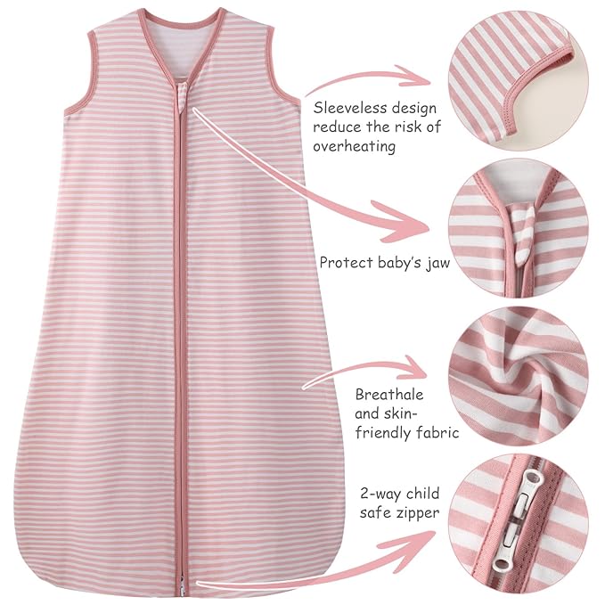 Looxii Baby Sleep Sack 0.5 TOG, 100% Cotton 3 Pack Wearable Blanket Baby Sleep Bag for Newborn Infant, 2-Way Zipper Lightweight Toddler Sleeping Sack 12-18 Months