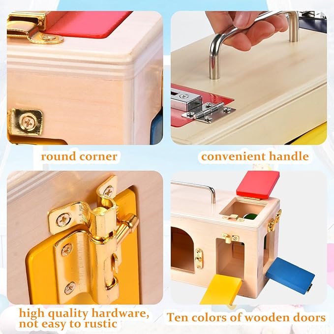MICKYU Wooden Activity Cube for Toddlers Ages 2-4 | Montessori Locks Box | Educational Toys and Gifts for Boys and Girls