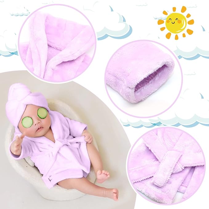 SPOKKI Newborn Photography Props Baby Girl 5 PCS Bathrobes Bath Towel Outfit with Slippers Cucumber Photo Props for Infant Boys Girls(0-6 Months)