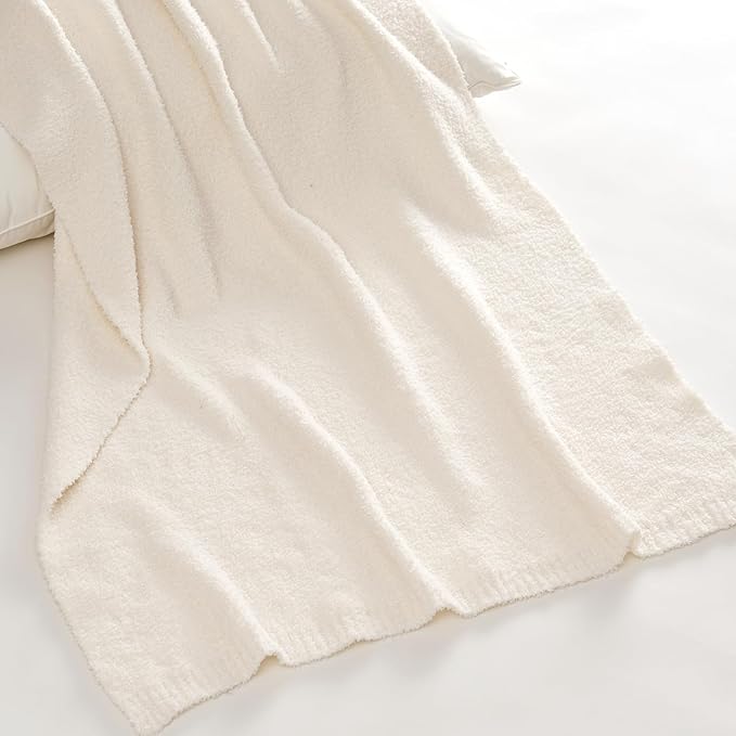 EVERGRACE Soft Plush Baby Blanket for Boys Girls, Double-Sided Fleece Fuzzy Toddler Nursery Blanket Lightweight Warm Cozy Throw Blanket for Baby Crib, Couch, Bed, Ivory White, 50"x60"