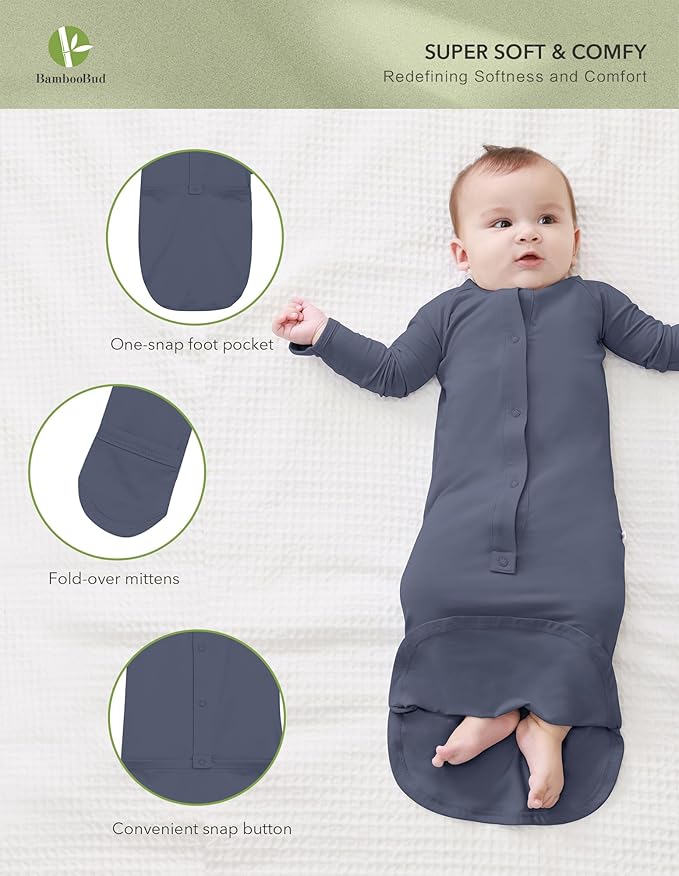 Baby Nightgowns Sleeper Gown Newborn Long Sleeve Pajama Gowns Unisex Viscose from Bamboo Infant Sleepwear