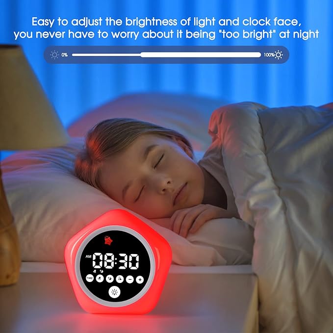 Kids Alarm Clock, Ok to Wake Clock with Green Light Red Light, Toddler Sleep Training Clock for Children