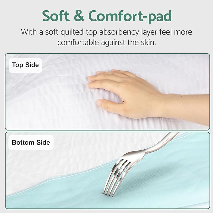 CoolShields Waterproof Bed Pads, 76" x 36" (Pack of 2) King Size Washable Reusable Mattress Protector Bedwetting Pad for Incontinence