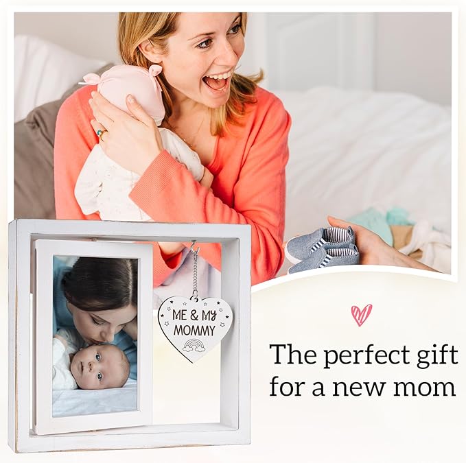 Me and My Mommy Picture Frame,First Time Mom Gift,Mommy Gifts for New Baby,Mother to Be Presents,Room Decor Vintage Style,Baby Gender Neutral Rotating Photo Frame 4x6