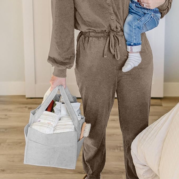 PUTSKA Baby Diaper Caddy Organizer - Nursery Storage Basket for Diaper Station, Baby Basket Shower Gifts List and Registry Must-Haves, Newborn Essentials, Nursery Decor for Boy or Girl-Grey,ExtraLarge