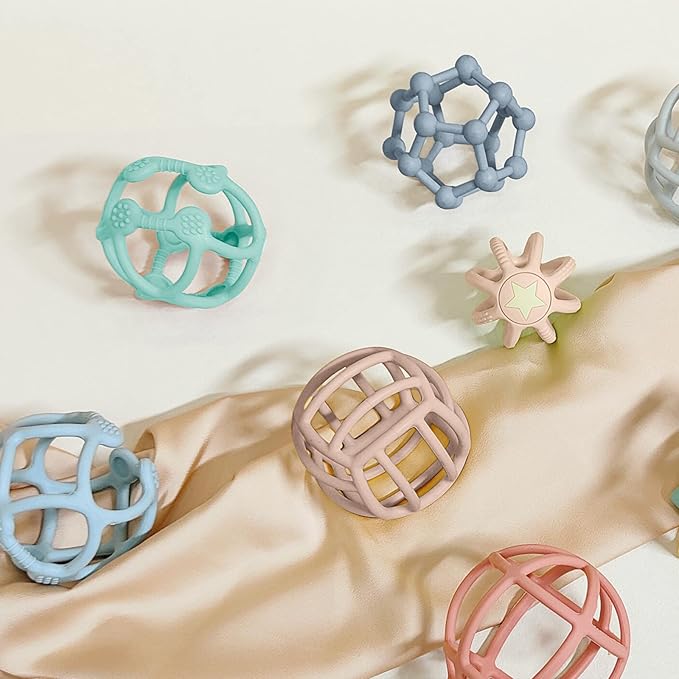 Baby Teething Toys, Silicone Babys Chew Toys for Soothing Babies Gums, Sensory Hollow Ball Teether for Babies 3+ Months,Baby Teether Toys,Baby Gifts for Girl & Boy,BPA Free