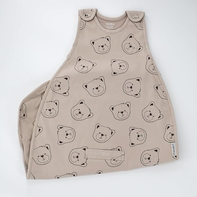 Woolino Toddler Sleeping Sack, 4 Season, Merino Wool and Organic Cotton, Baby Sleep Bag, 2-4 Years, Teddy Bear