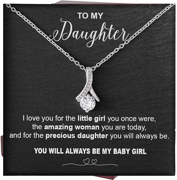 To My Daughter Gift Necklace From Dad or Mom - Badass Daughter Jewelry With Heartfelt Message & Elegant Box
