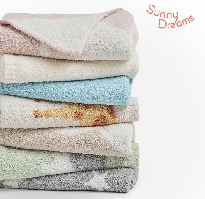 EVERGRACE Soft Plush Baby Blanket for Boys Girls with Print Animal Pattern, Fleece Fuzzy Toddler Nursery Blanket Lightweight Warm Cozy Throw Blanket for Baby Crib, Couch, Bed, Bear, Beige, 50"x60"