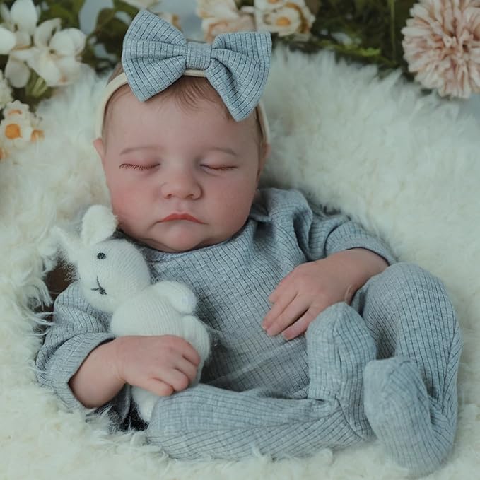 SCOM Realistic Reborn Baby Dolls - 18 Inch Real Life Baby Girl, Lifelike Doll with Anatomically Correct, Newborn Baby with Full Body Vinyl for Kids Age 3+ Gift