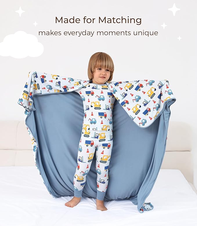 Premium Baby Blanket, Stretchy Quilt for Kid, Soft Crib Bedding for Newborn Baby and Toddler, Nursery Blanket for Boys and Girls, Viscose Made from Bamboo, 50'' x 50'' Blue Car