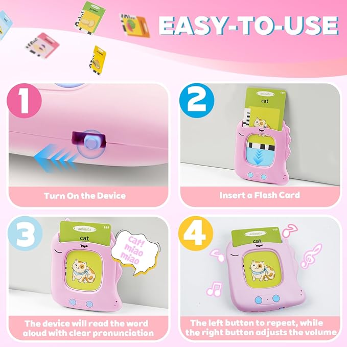 Toddler Toys Talking Flash Cards for Age 1 2 3 4 5 Years Old Boys and Girls, Montessori Language Learning with 224 Words, Pocket Speech Therapy and Autism Sensory Toys, Educational Gifts for Kids