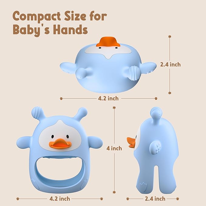 2 Packs Baby Teething Toys 3-6 6-12 Months, Food Grade Silicone Teething Mitten, Anti Dropping Wrist Hand Teethers, Never Drop Baby Chew Toys for Sucking Needs, BPA Free (Blue & Green)