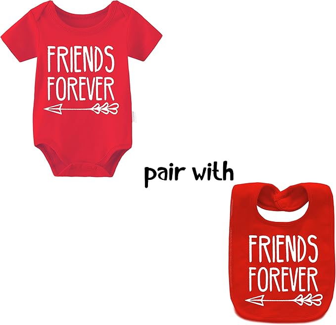 YSCULBUTOL Baby Twins Bodysuits Best Friends Forever Baby Clothes Set with Bibs Girl Outfit with hat