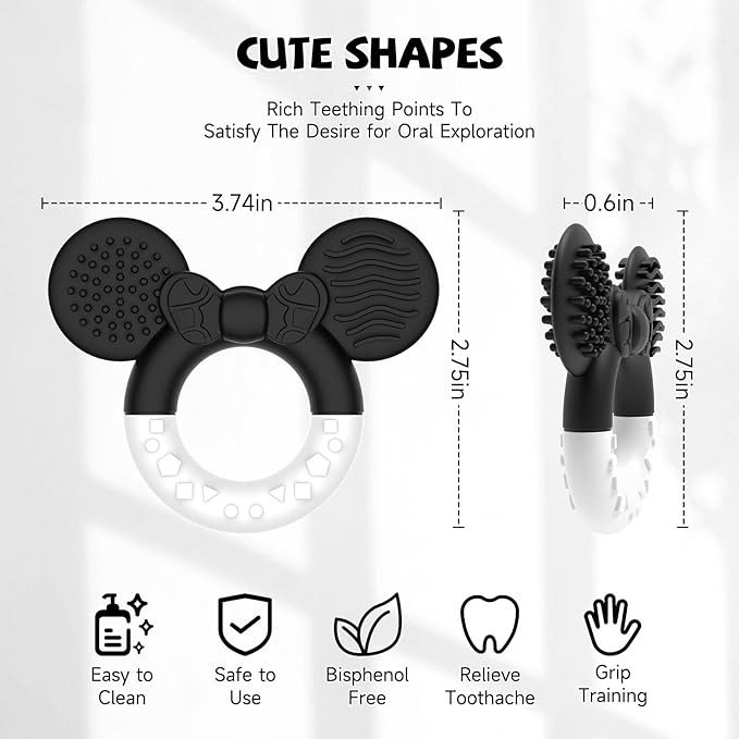 Baby Teething Toys,Teether for Babies 3+Months,BPA Free Soft and Silicone Teething Relief Soothing Sore Gums Baby Chew Toys