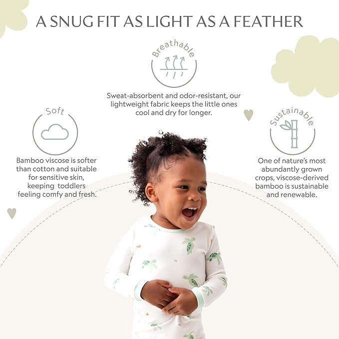 Toddler Pajamas – 95% Bamboo Viscose, 5% Spandex – Soft, Breathable Long-Sleeve Pajama Set for Kids, Sleepwear, Imported