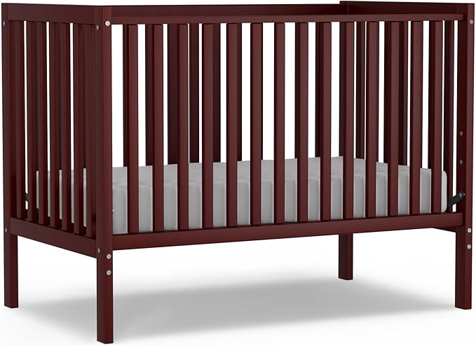 Baby Crib 5-in-1 Convertible, Wood Full Size Toddler Bed for Small Baby, Made of Sustainable Natural Pinewood Cribs, Non-Toxic Finish, Simplistic Nursery Furniture (Cherry)