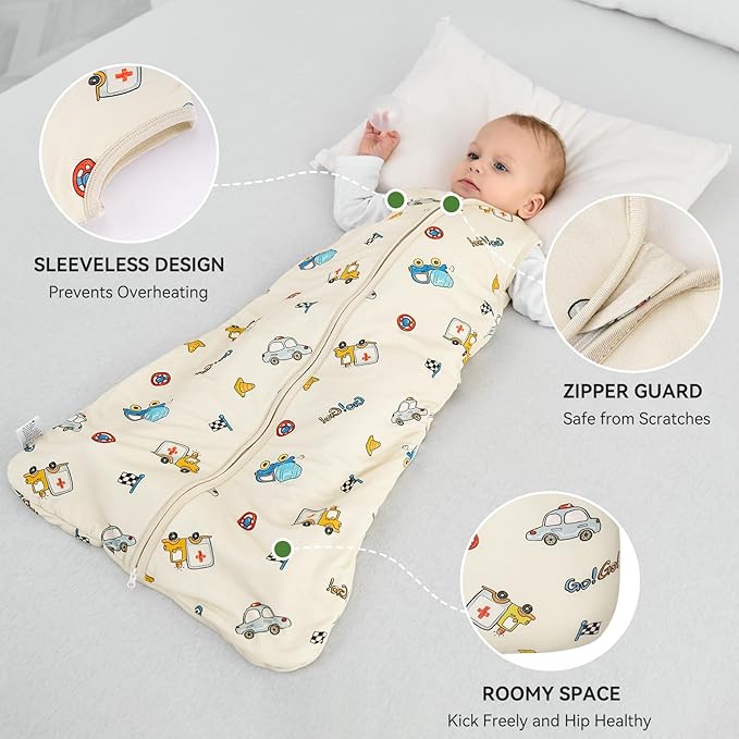 Baby Sleep Sack 0-6 Months Rayon Made From Bamboo 1.0 Tog Soft Wearable Blanket Baby Sleeping Bag for Infant Newborn 2-Way Zipper Toddler Sleep Sacks
