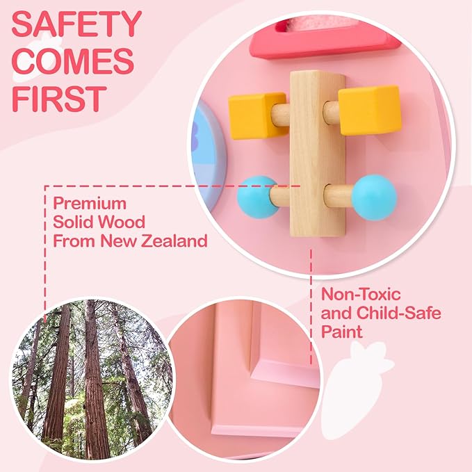 Monläurd® Wooden Rabbit Sensory Wall Toy, Busy Board for Toddlers, Montessori Sensory Wall Panel for Kids, Ideal for Classroom, Playroom & Daycare, Wall Activity Board