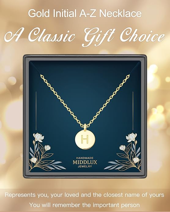 Unique Personalized Gifts for Her, Initial Necklaces for Women, Letter Double Side Engraved Disc/Heart Pendant Necklace, Minimalism Style Jewelry for Everyday Wear