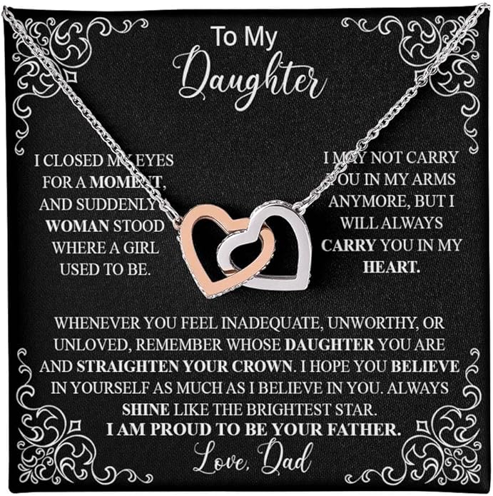 To My Daughter Gift Necklace From Dad or Mom - Badass Daughter Jewelry With Heartfelt Message & Elegant Box