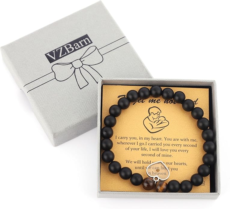 Miscarriage Gift Heart Charm Stretch Bracelet Crystals and Healing Stones Bracelet for Mother Father