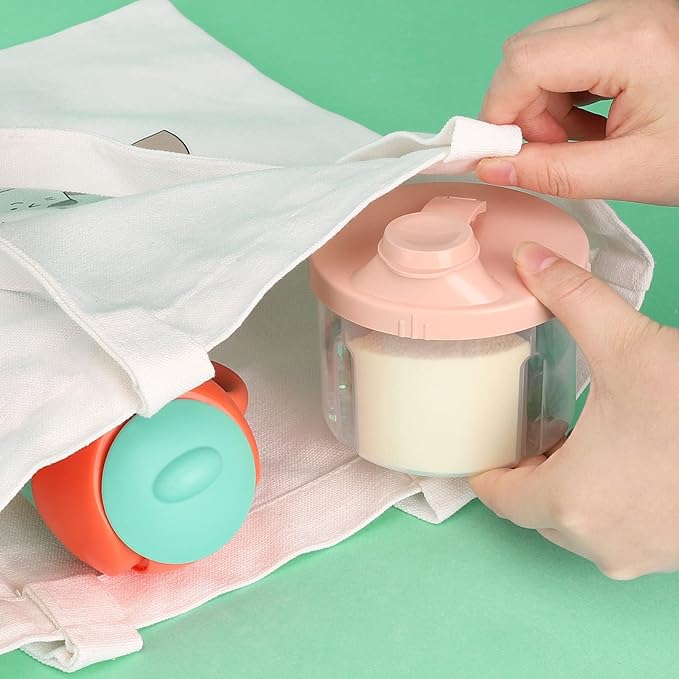 Accmor Baby Formula Dispenser On The Go, Non-Spill Rotating Four-Compartment Formula Container to Go, Milk Powder Kids Snack Container for Infant Toddler Travel Outdoor, Pink, 2 Pack