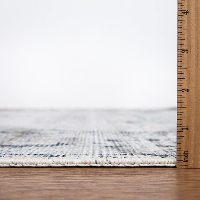 Bloom Rugs Washable Non-Slip 4' x 6' Rug - Teal/Beige Traditional Area Rug for Living Room, Bedroom, Dining Room, and Kitchen - Exact Size: 4' x 6'
