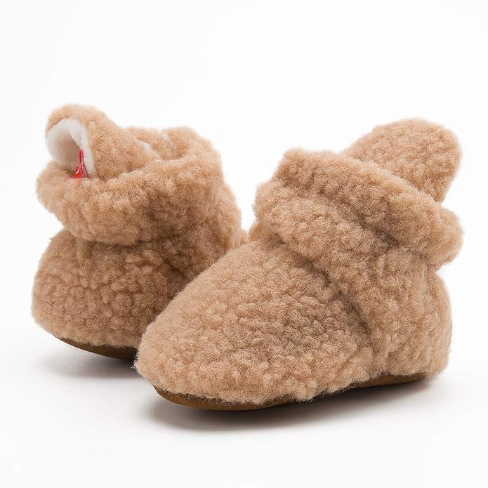 Sawimlgy Newborn Infant Baby Girl Boy Cotton Booties Stay On Sock Slippers Soft Bedroom Shoes Non-Skid Ankle Boots With Grippers Toddler Crib Warm Shoe First Walker Birthday Shower