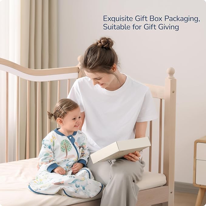 Baby Sleep Sack 18-24 Months, Cotton Detachable Long Sleeve Sleep Sack, 1.0 Tog Toddler Sleeping Sack with Temperature Strips, 2-Way Zipper Wearable Blankets for Newborns, Dinosaur