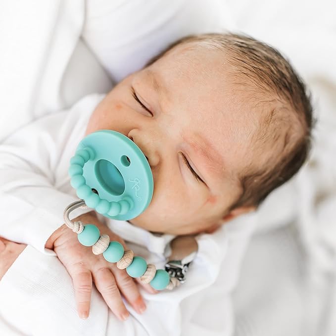 Ryan & Rose Cutie PAT Pacifier Teether (Flat, Seaglass)