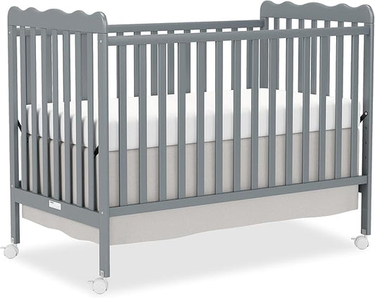 4 in 1 Convertible Baby Crib, Wooden Nursery Cribs Converts into Toddler Bed and Daybed, 3 Adjustable Base, Non-Toxic Finishes, Removable Wheels (Steel Grey)