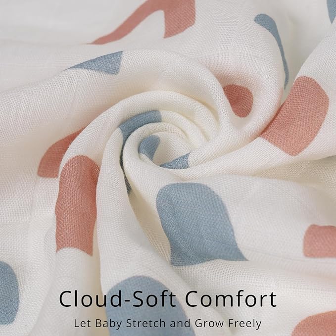 HECCEI Muslin Swaddle Blankets - 3 Pack Baby Muslin Blanket Large Swaddles 47 x 47 inches Breathable & Soft Baby Receiving Blanket Gender Neutral for Newborn Boys Girls, Aqua Dreams