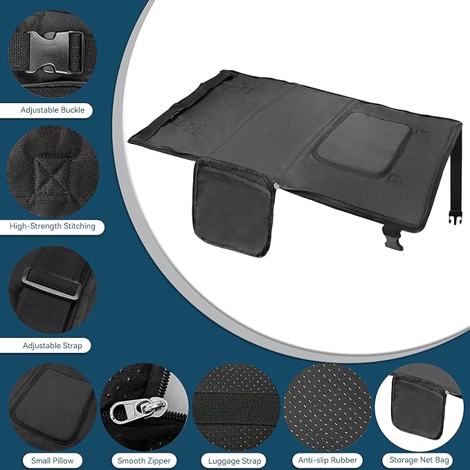 Toddler Airplane Bed & Travel Bag 2 in 1, Portable Airplane Seat Extender for Kids, Adjustable Footrest Baby Airplane Travel Essentials, Carry On Gym Weekender Bag for Mommy (Black)