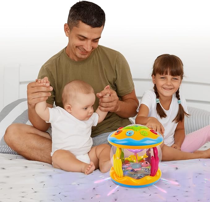 Baby Toys 6 to 12 Months Ocean Projector Baby Light Up Toys Musical Tummy Time Infant Toys 3-6 6-12 12-18 Months 6 7 8 9 Month One Year Old Birthday Gifts Boys Girls