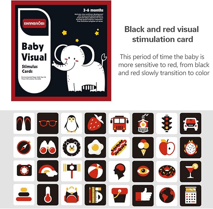 High Contrast Baby Flashcards, 96 Pcs 192 Pages Black White Colorful Visual Sensory Stimulation Learning Activity Card for Newborn Ages 0-3-6-12 Months, Brain Developmental Infant Toys Montessori Gift