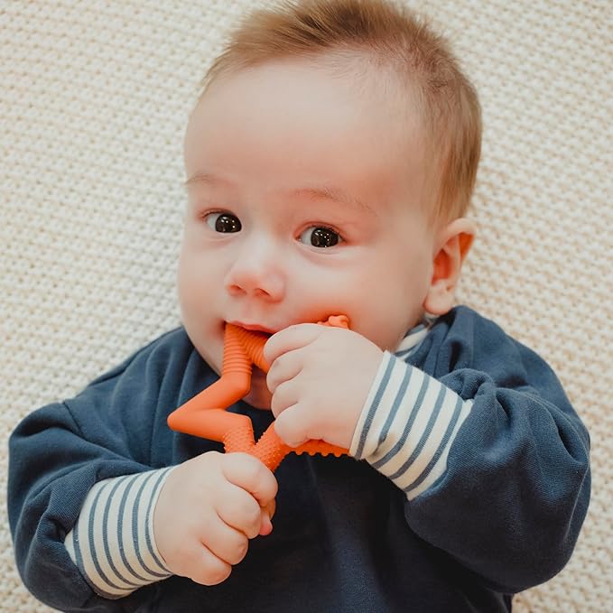 TalkTools Sensory Teeny Teether Star - Alternative to Thumb Sucking and Pacifiers, Enhances Oral Motor Awareness, Perfect for Children with Sensory Needs, Oral Development Aids (Tangerine)