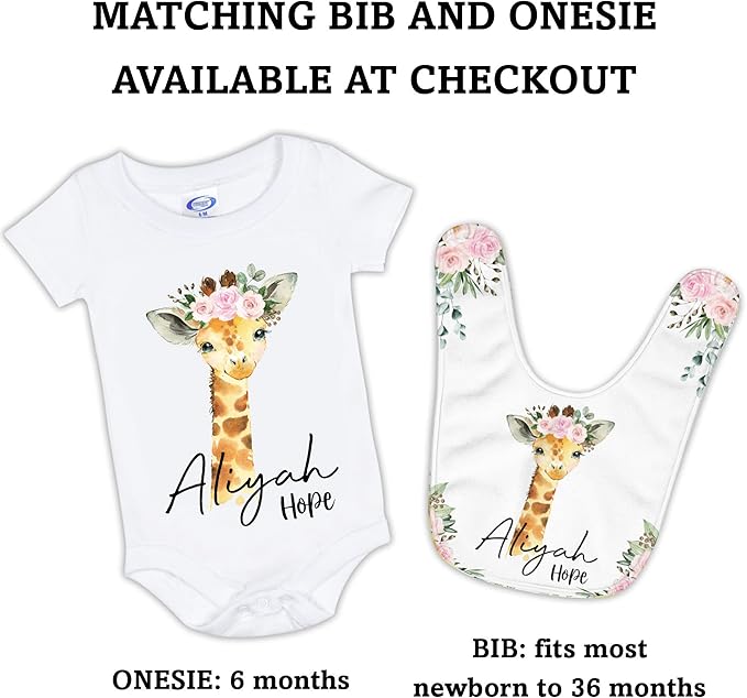 Arteaga Personalized Baby Blanket for Girls, Customized Giraffe Baby Blanket for Newborn